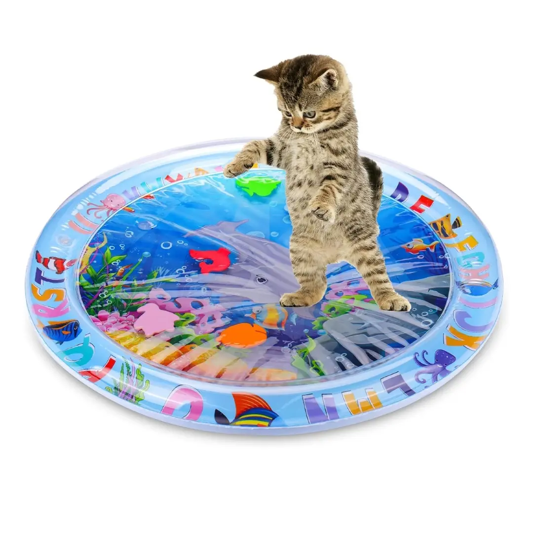 Water Sensory Playmat for Cats,Cat Toys for Bored Indoor Cats, Cat Kicker Toys Self Play Mat, Interactive Toys for Cats to Play Alone pet supplies Fish