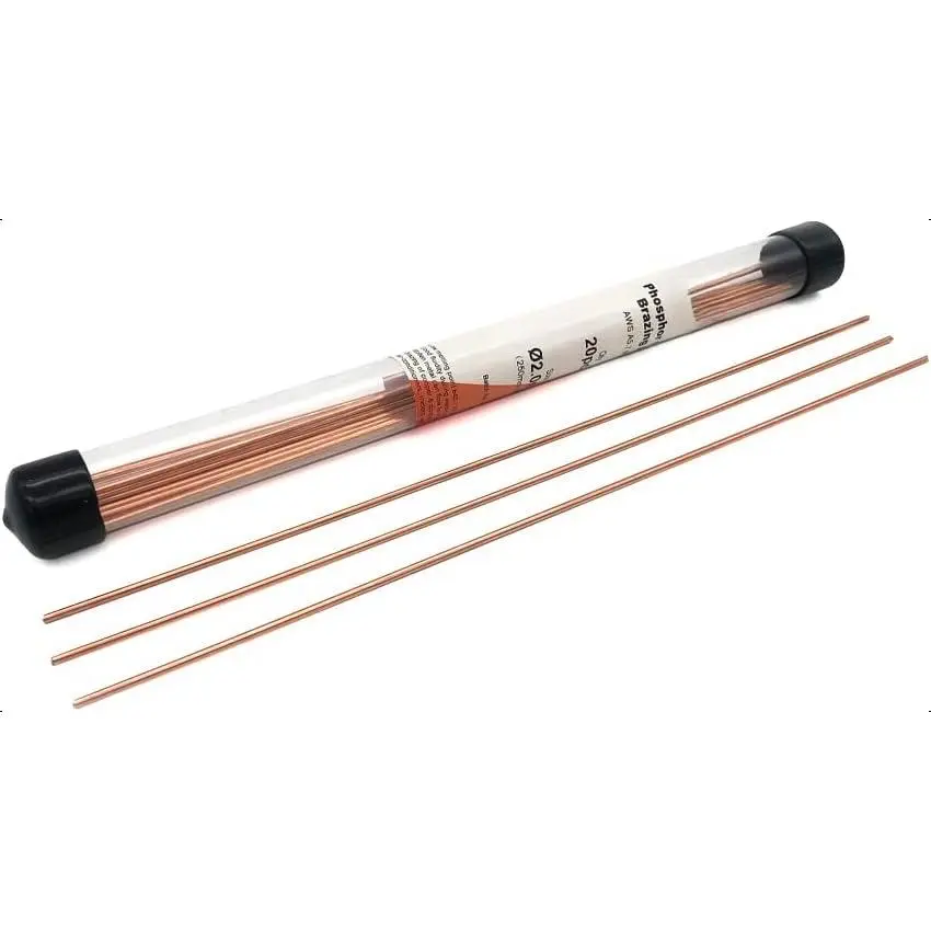 20pcs Copper Brazing Rods BCuP-2 (5/64") 2mm Phosphorus Round Self Fluxing Welding Brass Brazing Rod Sticks TIG Arc Pipes for Air Conditioner Refrigerators Pipe Gas (Bcup-2 20PCS)