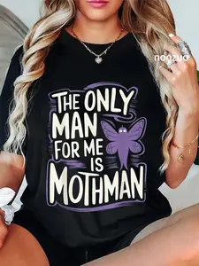 100% Cotton The Only Man For Me Is Mothman Halloween Moth T-Shirt