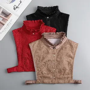 Unisex Black Ruffled Stand-Collar Lace Fake Collar: Suitable for Daily Wear, Gown Layering & Office Commuting, Versatile and Elegant Fake Collar