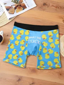 Men's Funny Long Briefs What the Duck Print, Casual Fitted Underwear, All Seasons Wear, Essential Daily Clothing, Brief Short, Underwear Boxer Briefs