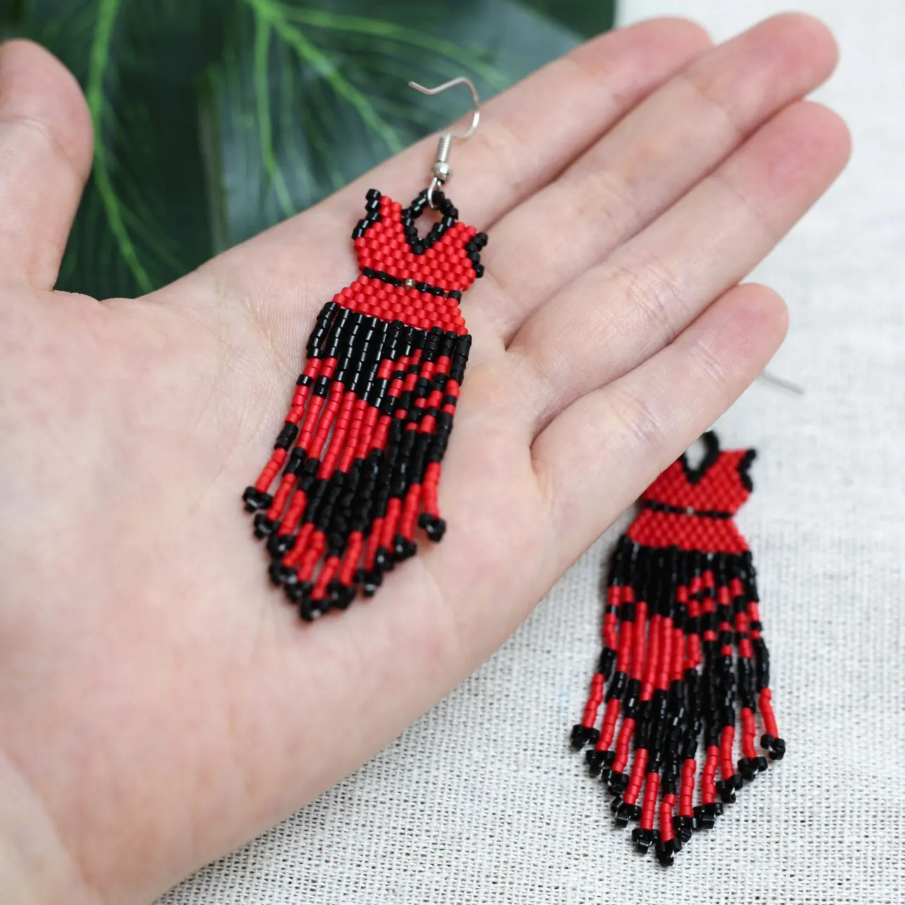 red dress beaded earrings MMIWG Red Dress Earrings Gold