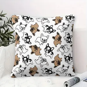 French Bulldog Throw Pillow (1 Piece, Includes Cover & Core), Cute French Bulldog Decorative Cushion, Perfect Gift for Dog Lovers, for Sofa & Living Room