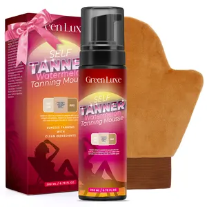 Green Luxe-Medium Tanning Mousse 6.76 oz - Non-sticky, Non-streaking, Lasts up to 7 days, No-tanning, Cruelty-free, Vegan, Suitable for all skin types Skincare Body Care