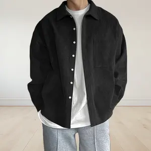 Men's Corduroy Shirt Spring & Autumn New Korean Style Trendy Cardigan Teen Japanese Versatile Workwear Shirt with Front Pocket Suitable for Everyday Wear outerwear top