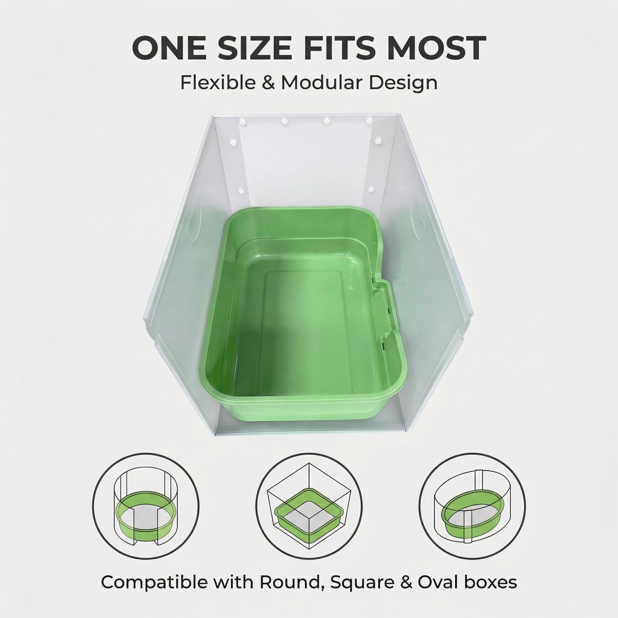 Foldable Cat Litter Box Splash Guard Set - 3PCS Anti-Pee/Scatter Shields BPA-Free Universal Fit 23.62INx15.75IN Extra-Tall 11-Inch Design for Busy Households