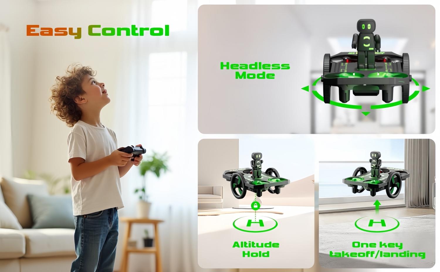 Foam RC Airplane with Cool Led Light, 360° Flip and Headless Mode, Remote Control Airplane RC Plane for Kids Adults Aged 6+, RC Flying Toy for Kids, Birthday Gift