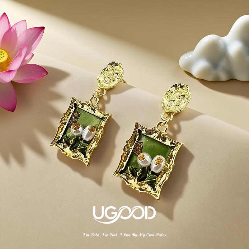 Monet Garden de UGood Eardrops, Forged with Brass, Designed with Love, Monet Eardrops Amplifies Statment and Aesthetic for Party Prom Occasions, Uplifts Fashion Chic and Boosts Confidence
