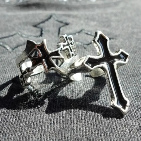 Brandless Apparel Cross Ring + Crown of Throns Ring Combo