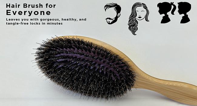 Controlled Chaos Boar + Nylon Bristle Hair Brush With Wooden Bamboo Handle - Smoothing Hair Brush for Women and Men, Hair Styling and Detangling Brush for Any Hair Type-Eco Friendly Curly Hair Brush Daily Haircare - Perfect Gift Idea Heatless