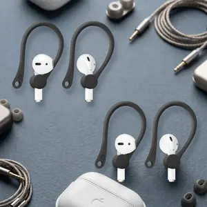 AirPods Ear Hooks for Secure Fit, Anti-Slip Silicone Ear Tips for AirPods 1st/2nd Gen, Sweatproof Workout Ear Hooks, Invisible & Comfortable Design, Charging Case Friendly, No-Slip Sport Accessories