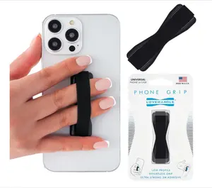 Phone Grip for Smartphones & Mini Tablets - Phone Holder for Hand - Wireless Charging Compatible - Made in The USA - Solid Black