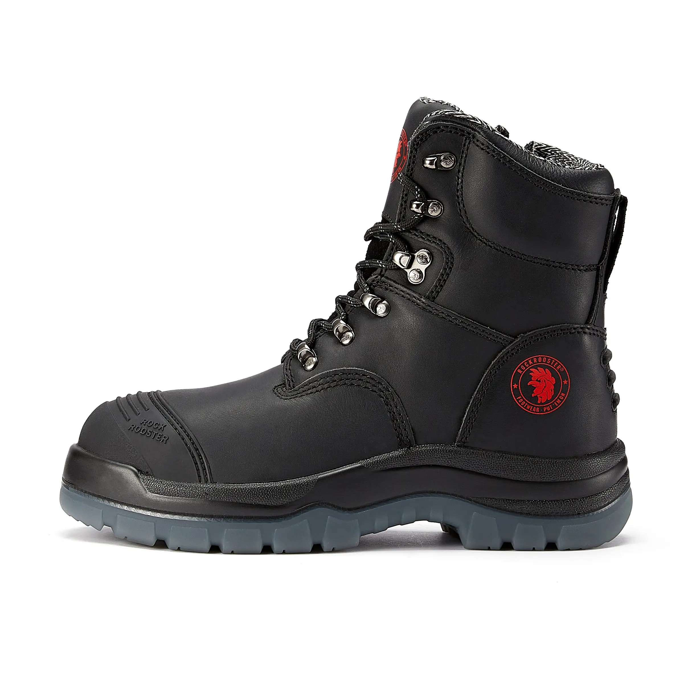 ROCKROOSTER Work Boots for Men,7 inch,Steel Toe,Side Zipper, Leather Shoes,Static Control, Breathable,Quick Dry AK245Z