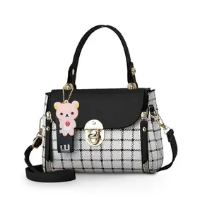 Fashion Plaid Handbag for Women & Teen Girls, Small Crossbody Satchel with Adjustable Shoulder Strap