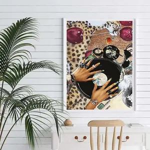 1/4/6-Pack Trendy Leopard DIY Modern Diamond Painting Kits 5D Diamond Dots Gem Art Crafts with Tools Round Full Drill Funny Crafts for Home Wall Decor Gift Handmade Gifts Handicraft