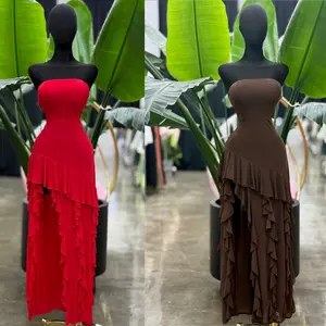 Strapless Ruffle Maxi Dress