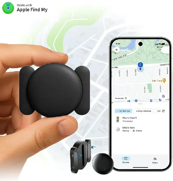 1 Pack Mini Smart GPS Tracker Monitor - Waterproof, Magnetic Keychain, 50m Bluetooth Range, Proximity Alerts, Privacy Design, Find My App Compatible, Works with iOS & Android Devices, Water Proof
