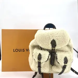 Pre-owned Louis Vuitton canvas Backpacks Monogram Shearling Ski Backpack Cream
