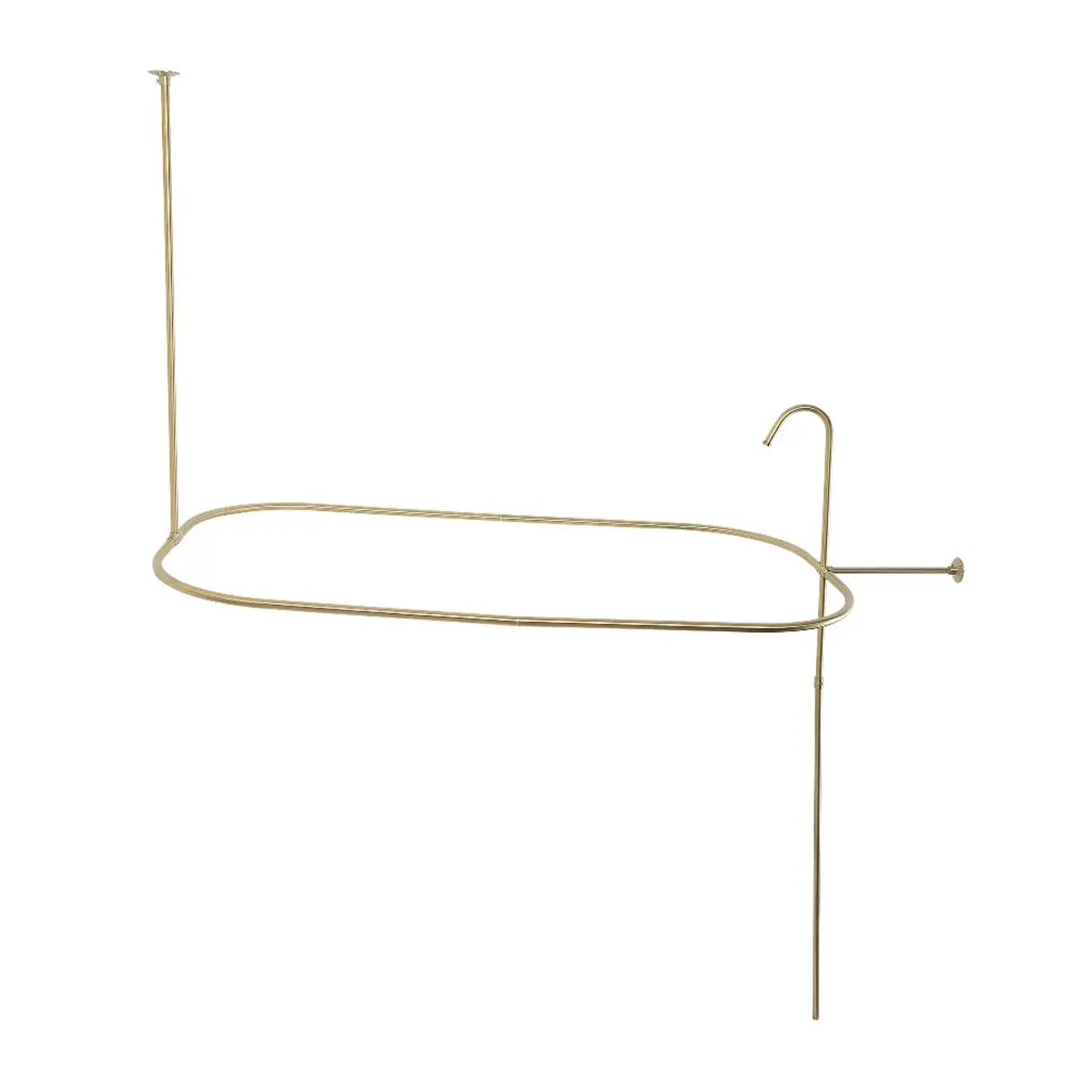212 MAIN Oval Shower Riser with Enclosure Complete Kit - Brushed Brass Vintage Bathroom Fixture Accessory, Bathroom Decor