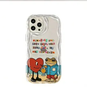 Fun Cartoon Beach Love B-Bad BunnyS Phone Suitable for a variety of iPhone models, from 17 series - Anti-Drop Soft TPU Back Cover, Mobile Accessory, Playful Design, Shockproof Material, Casual Userschristmas Phone Cases Phone 17 Gifts Stuff Deco