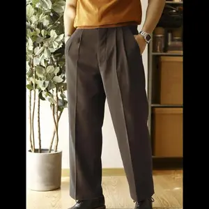 Men's Solid Color Pants without Belt, Loose Casual Comfy Straight Leg Trousers for Work Office Business, Men's Bottoms for All Seasons