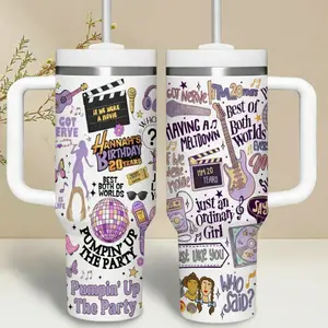 Retro Teen Pop Star 20th Anniversary Inspired Tumbler 20oz 40oz, Y2K Celebrity Aesthetic Travel Mug, Theme Park Vacation Gift, Stainless Steel Cup With Handle & Straw