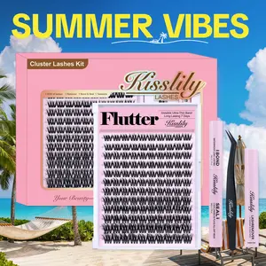 Flutter | Kisslily Volume Lashes DIY False Eyelashes for Bold Dramatic Look | Lyra style Lashes with Ultra-Dense,Invisible band,Waterproof，Long-Lasting for a Flawless,Volumious Look | Trendy&Must-Have Downy Lash Clusters #Summervibes summervibes