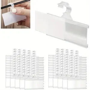 50Pcs Clip Style Basket Labels, Transparent Plastic Storage Box Price Tags, Double Line Hanging Label Cards for Supermarket Shelves & Bins, Reusable Labels