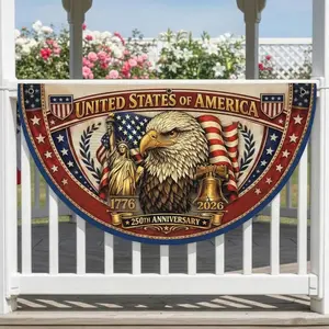 250th Anniversary USA Eagle Fan Flag Semiquincentennial, Liberty Bell Vintage Canvas Patriotic Banner, American Pride Outdoor Decor for July 4th 2026