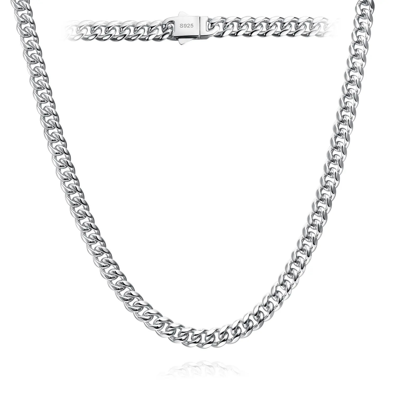 TRIPOD JEWELRY 6mm Cuban Link Chain for Men & Women - 316L Stainless Steel Silver Plated & 925 Sterling Silver Filled Necklace - 16/18/20/22/24 Inch Size Selection hip hop jewelry men