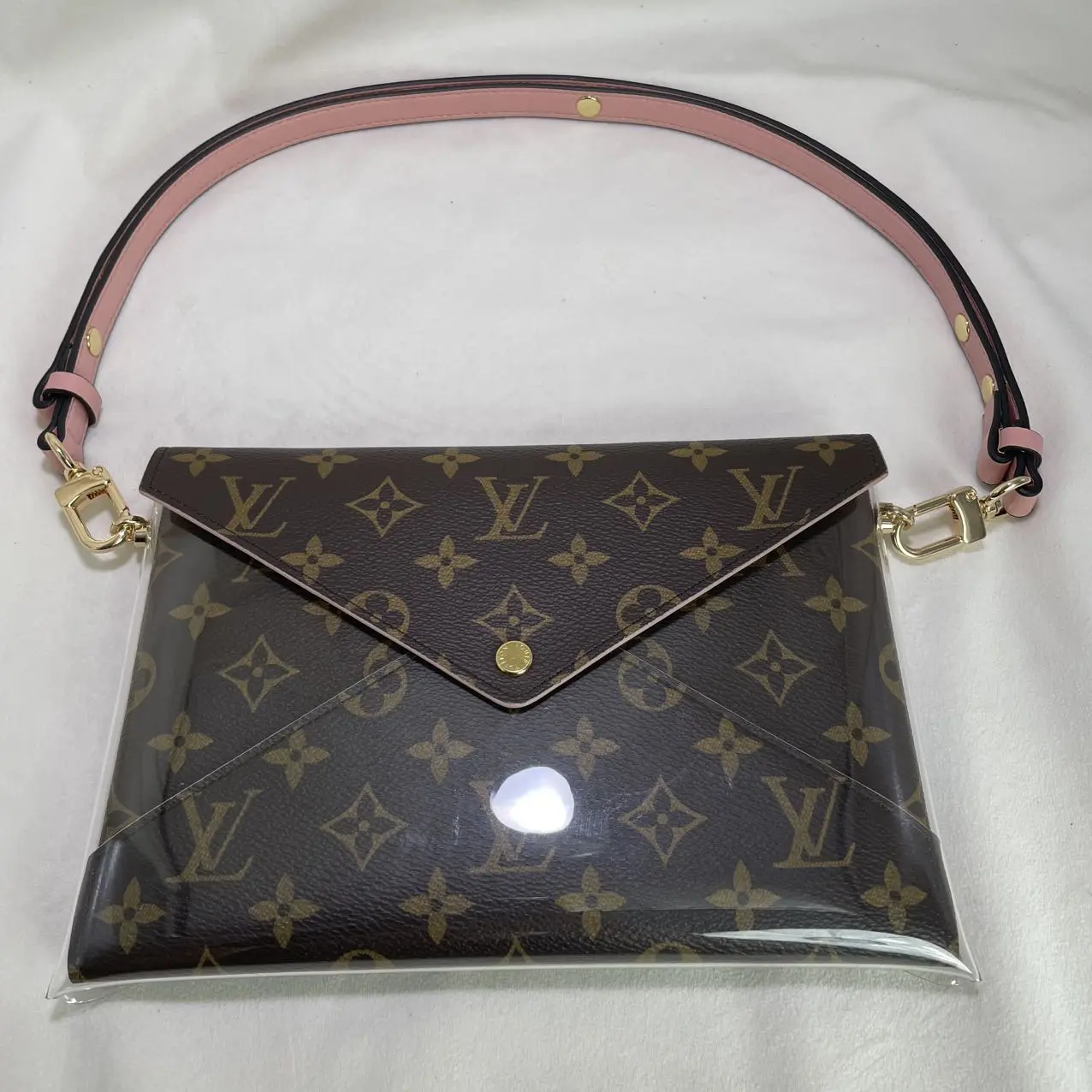 Pre-owned Louis Vuitton Monogram Envelope WOC Crossbody Bag with Pink Adjustable Leather Strap