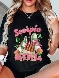 100% Cotton Scorpio Girl Birthday Queen Sneakers Astrology Zodiac T-Shirt