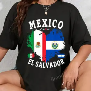 100% Cotton Mexico & Salvador Flag Costume Idea for Salvadoreño T-Shirt