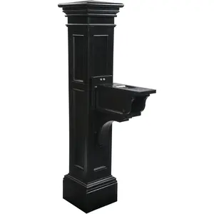 Liberty Single Arm Black Mail Post, 31in L x 14in W x 64in H, Comes with Post & Arm and Complete Hardware Kit (5805-B)