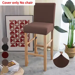 2/4/6pcs Pure Color Milk Silk Bar Counter Chair Covers, Classic Elastic High Back Seat Cushions, Universal Fit for Kitchen Dining Room, Dining Chair Slipcover