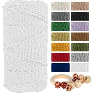 Macrame  Cord 5mmx109 Yard 4 Strand,    4 Twisted  Rope for Wall  Weaving Tapestry DIY Craft Knitting  Hanger  Wrapping Wedding Decor(100m,White)
