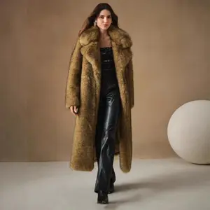 New Autumn Winter fashion Fluffy Long Overoutwear Faux Fox Fur Furry Parka Coat JacketGift