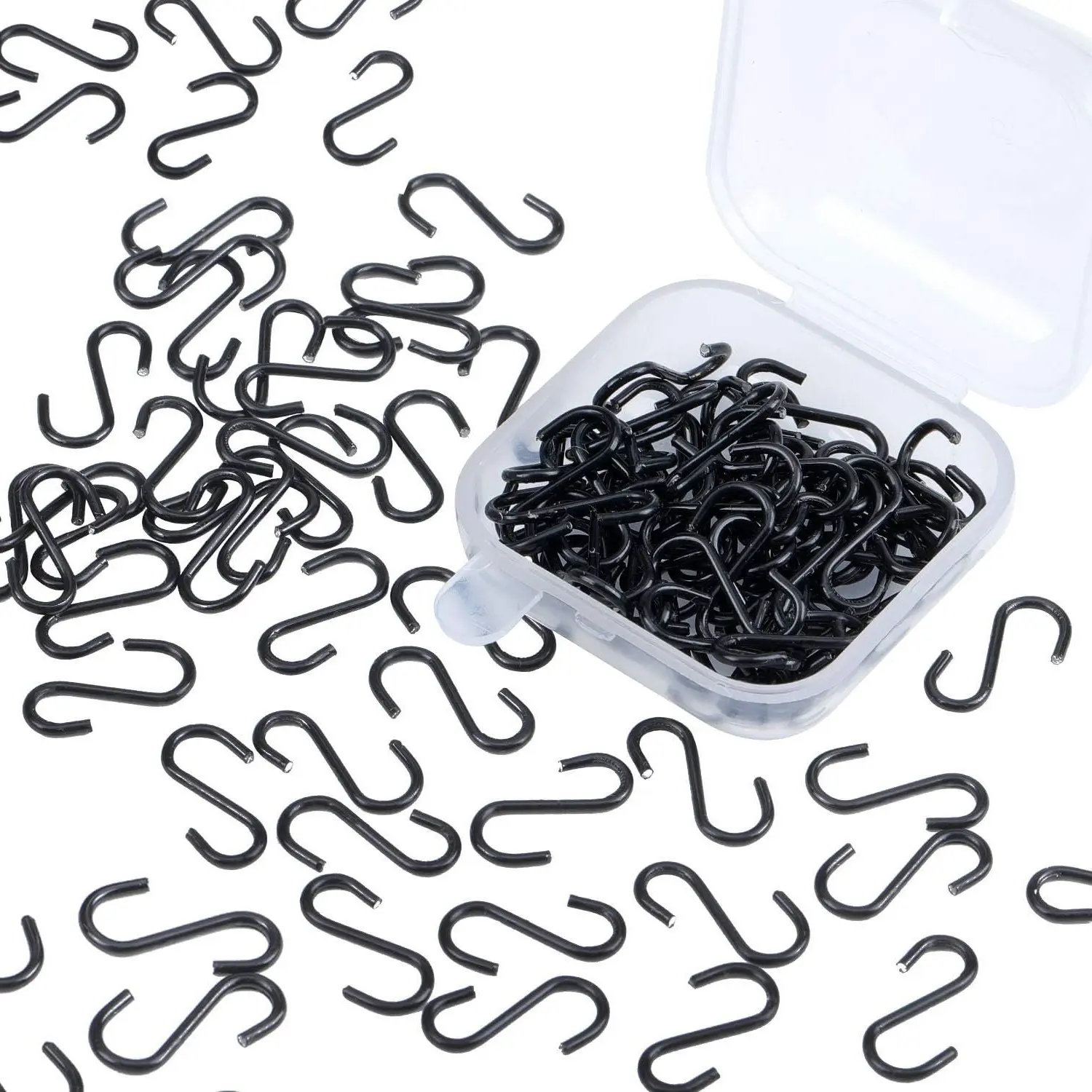 100 Pieces 1/2 Inch Mini S Hooks Small Stainless Steel S Shaped Hooks for Ornaments, Jewelry and Hanging (Black)