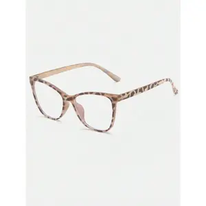 Women's Leopard Print Cat Eye Eyeglasses - Bold PC Frame, Trendy Casual Anti-Blue Light Glasses for Everyday Leisure & Indoor Recreation Use