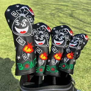 Funny Money Bomb Design Golf Club Headcovers, Fits Drivers & Hybrids, Ideal for Both Men & Women, Essential Golf Accessory