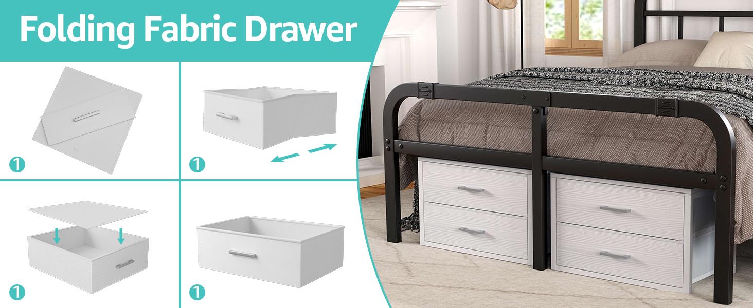 Stackable Storage Drawers Closet Organizers and Storage Fabric White 2 Drawer Dresser for Bedroom Modern