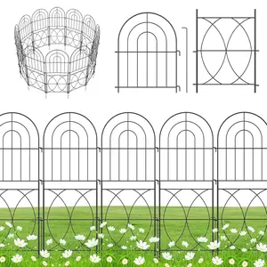 Decorative Garden Fence 32 Inch x 16 Feet, 12 Pack Rustproof Metal No-Dig Fence, Animal Barrier for Dogs, Decorative Wire Mesh for Arched Flower Bed Edges, for Patio Outdoor Decorations