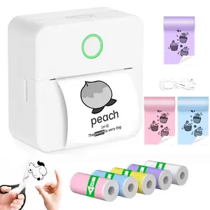 Mini Printer,Thermal Printer Label Maker with 5 rolls Paper, Portable Mini Wireless Inkless Printer, Small Pocket Printer for Pictures, Photos, Journals, DIY