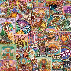Vintage Camping Sticker, 50/1000pcs Colorful Cartoon Sticker, Decorative Sticker for Phone Case Water Bottle Room Diary Scrapbook, Ornaments, Sticker Packs