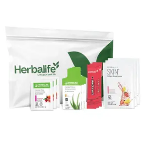 Herbalife Mega Tea Discovery Kit - 3-Count Set (Herbal Tea Concentrate, Aloe Concentrate, Collagen Beauty Booster, Liftoff) - 12 Total Servings, Travel-Friendly Drink Beverage