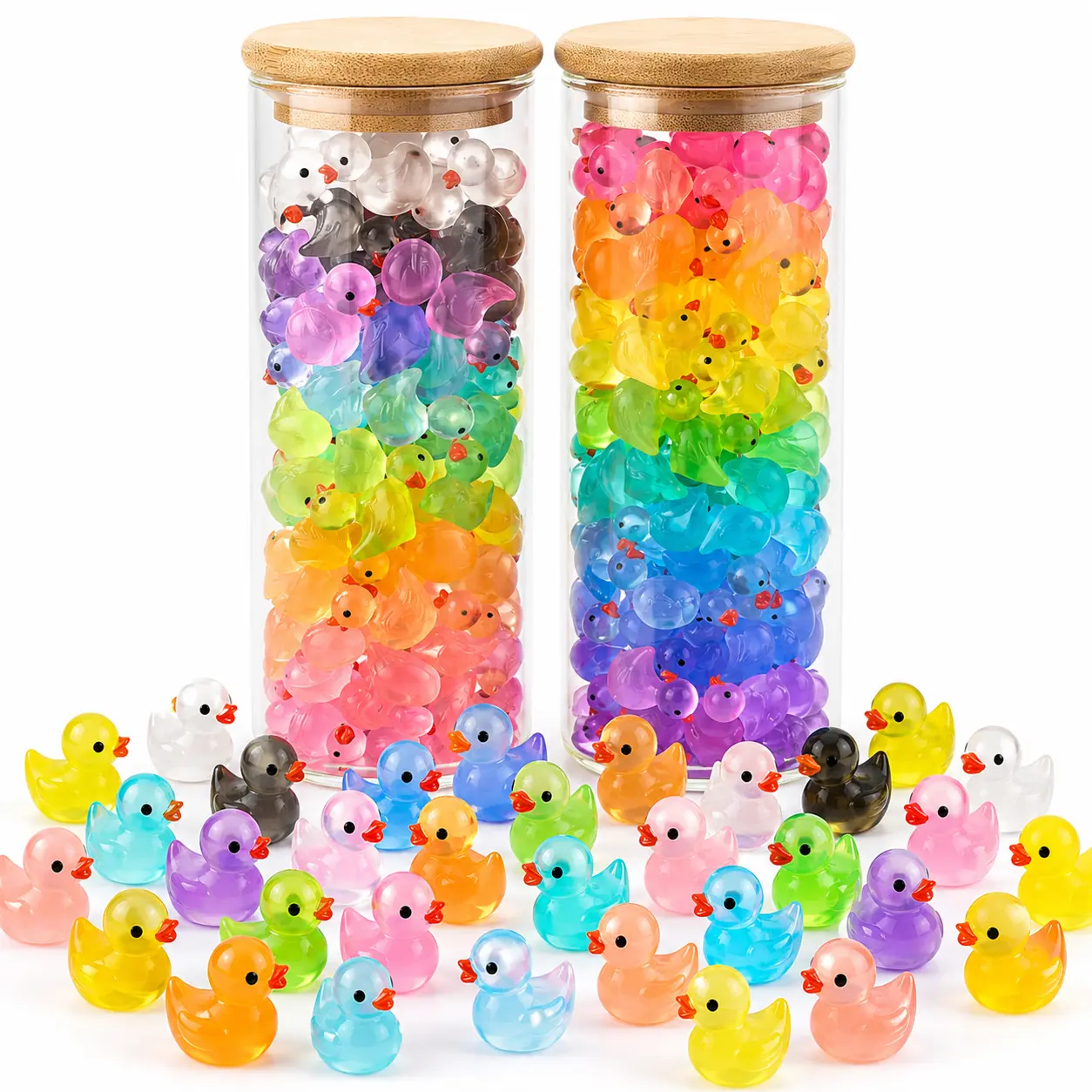 30/50/100 Pcs Mini Resin Ducks Luminous Mini Ducks Glow in The Dark, Tiny Ducks to Hide, Little Ducks, Miniature Ducks for Garden Micro Landscape DlY Craft Accessories Ornament Charms Party Toys Night Light Decoration