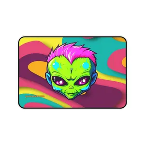 Trendy Alien Desk Mat, Colorful Gaming Mouse Pad, Home Office Decor, Unique Gift for Gamers, Alien Art Mat, Stylish Desk Accessories