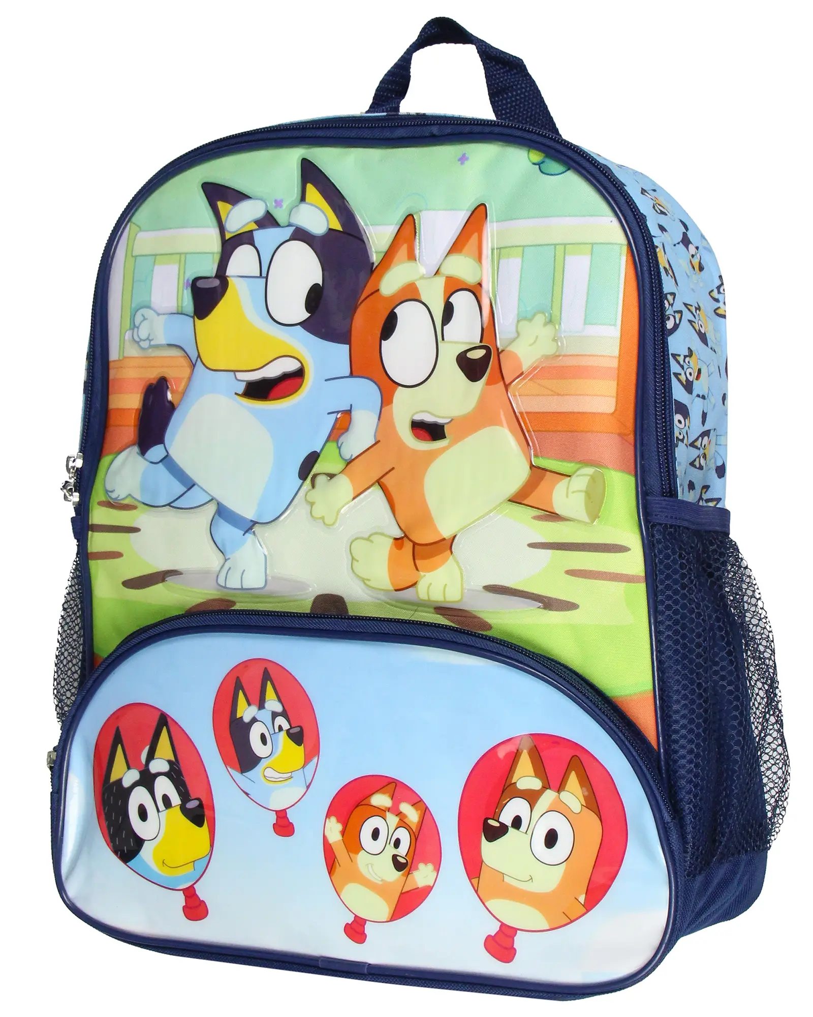 Bluey 14" Kids School Travel Backpack Bag For Toys w/ Raised Character Designs