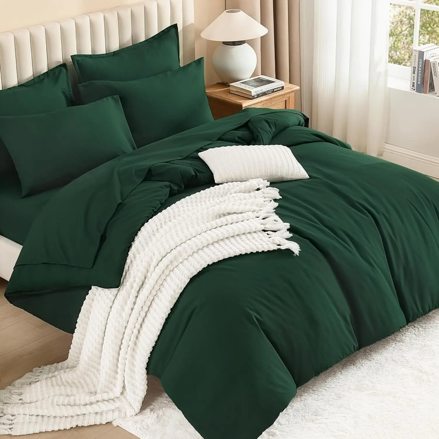 King ize Comforter et Dark Emerald Green -  Pieces Bed in a Bag King Bedding Comforter ets, olid Lightweight Bed et with Comforter, heets, Pillowcases & hams