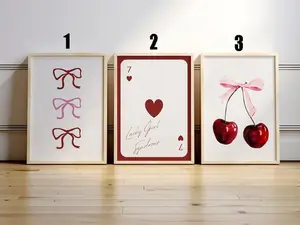 Trendy Coquette Pink Aesthetic Prints Bow Cherry Wall Art Lucky Girl Syndrome Trendy Wall Poster Aesthetic Poster